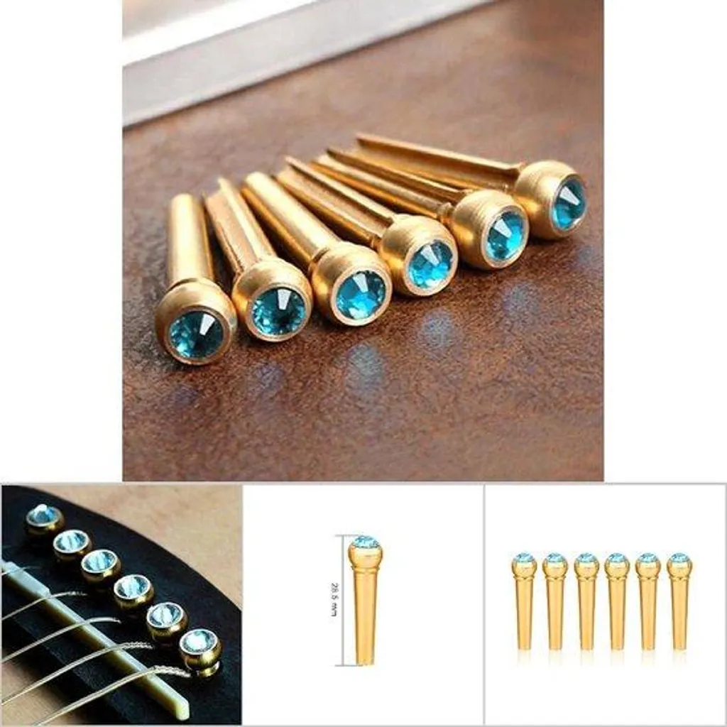 Pins de chevalet pour guitare folk acoustique en cuivre bleu ciel x6