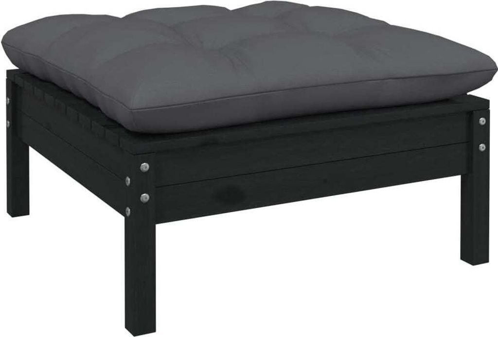 Maison Exclusive - Gartenhocker mit Anthrazit Kissen Schwarz Massivholz Kiefer