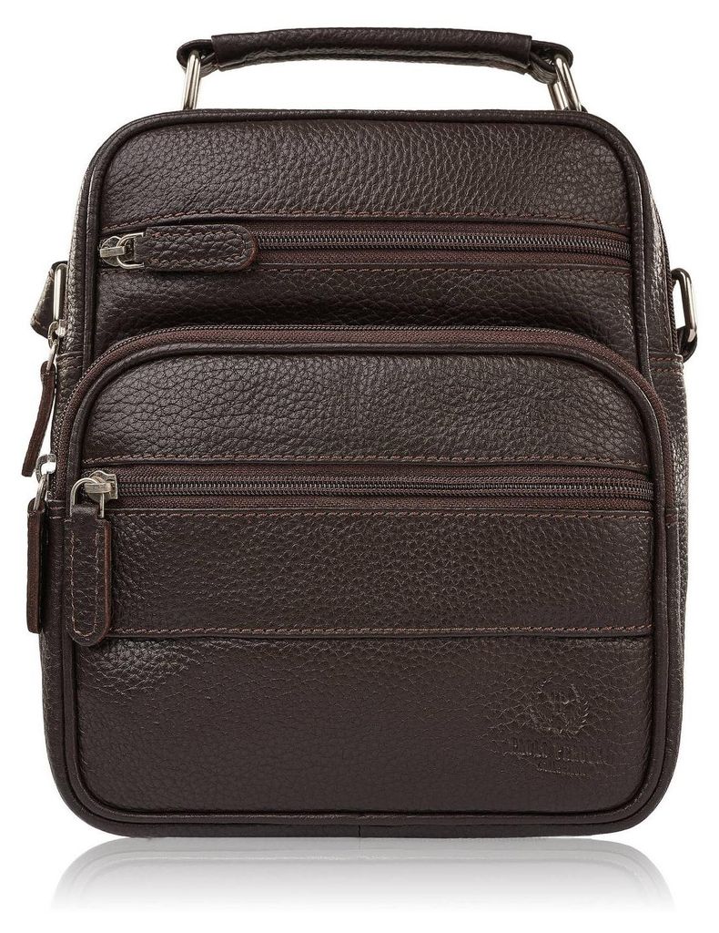 Herren Leder Umhängetasche elegant für die Arbeit praktisch braun Paolo Peruzzi T-128-BR