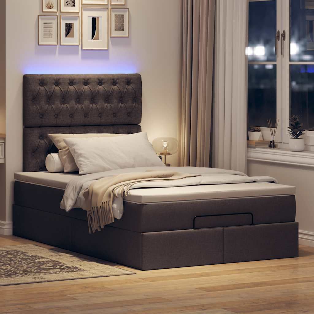 Hochwertig Ottoman-Bett mit Matratze Dunkelbraun 120x190 cm Stoff 3314075