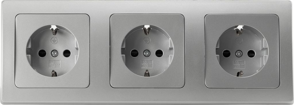 ChiliTec DELPHI Set 3 prese + telaio a 3 vie 250V~/ 16A, Immagine del prodotto 