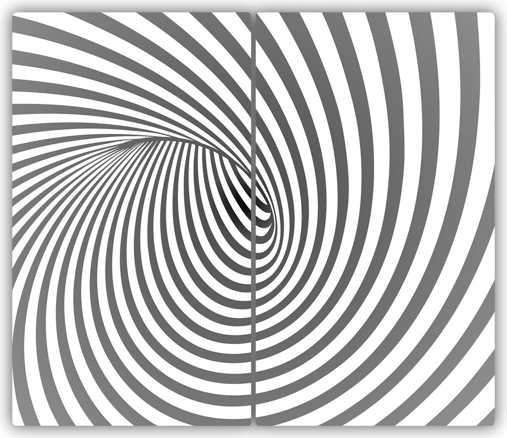 Tulup Glas-Herdabdeckplatte - 2x30x52cm - Glaskeramikkochfeld-Abdeckung Spritzschutz Zweiteilig Spirale mit Streifen