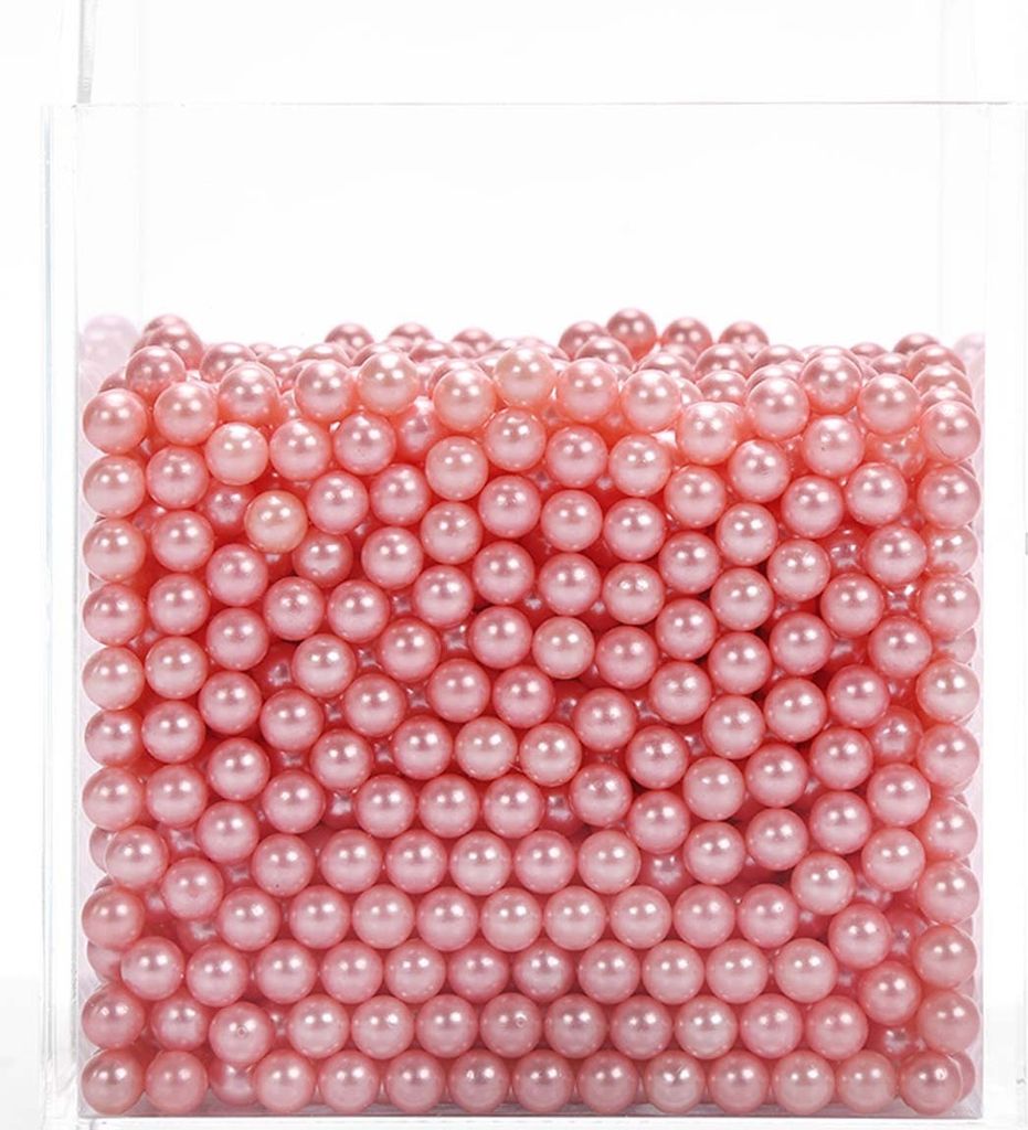 1000 Stück Rosa Perle für Make-up-Organizer, Makeup-Pinselhalter, Acryl-Make-up-Box, Kosmetikpinsel-Aufbewahrungsbox mit Deckel