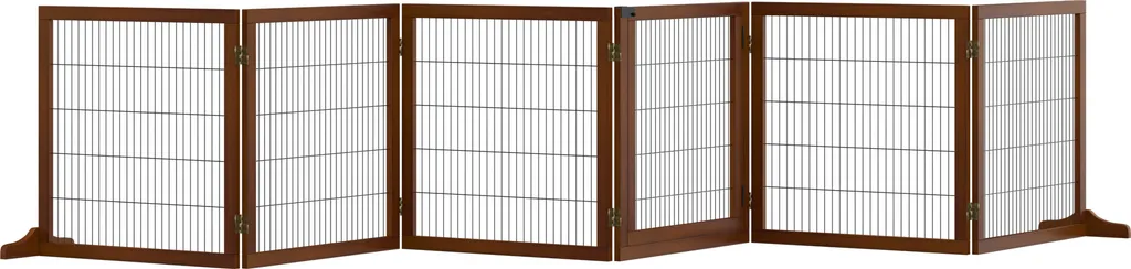 Barrière Chien 6 Pièces Autonome avec Pieds de Support 432x70 cm