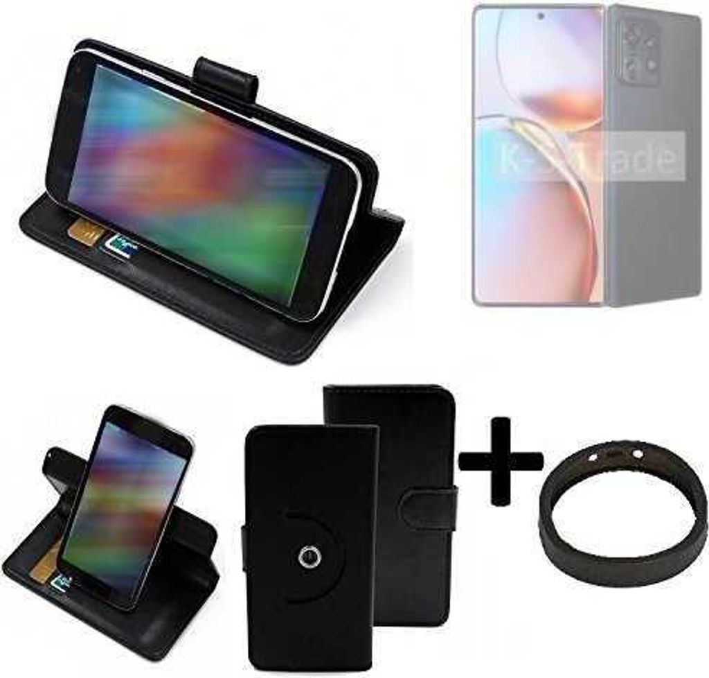 K-S-Trade Case Schutz Hülle kompatibel mit Motorola Edge+ 2023 + Bumper Handy Hülle Flipcase Smartphone Cover Handy Schutz Tasche Walletcase schwarz