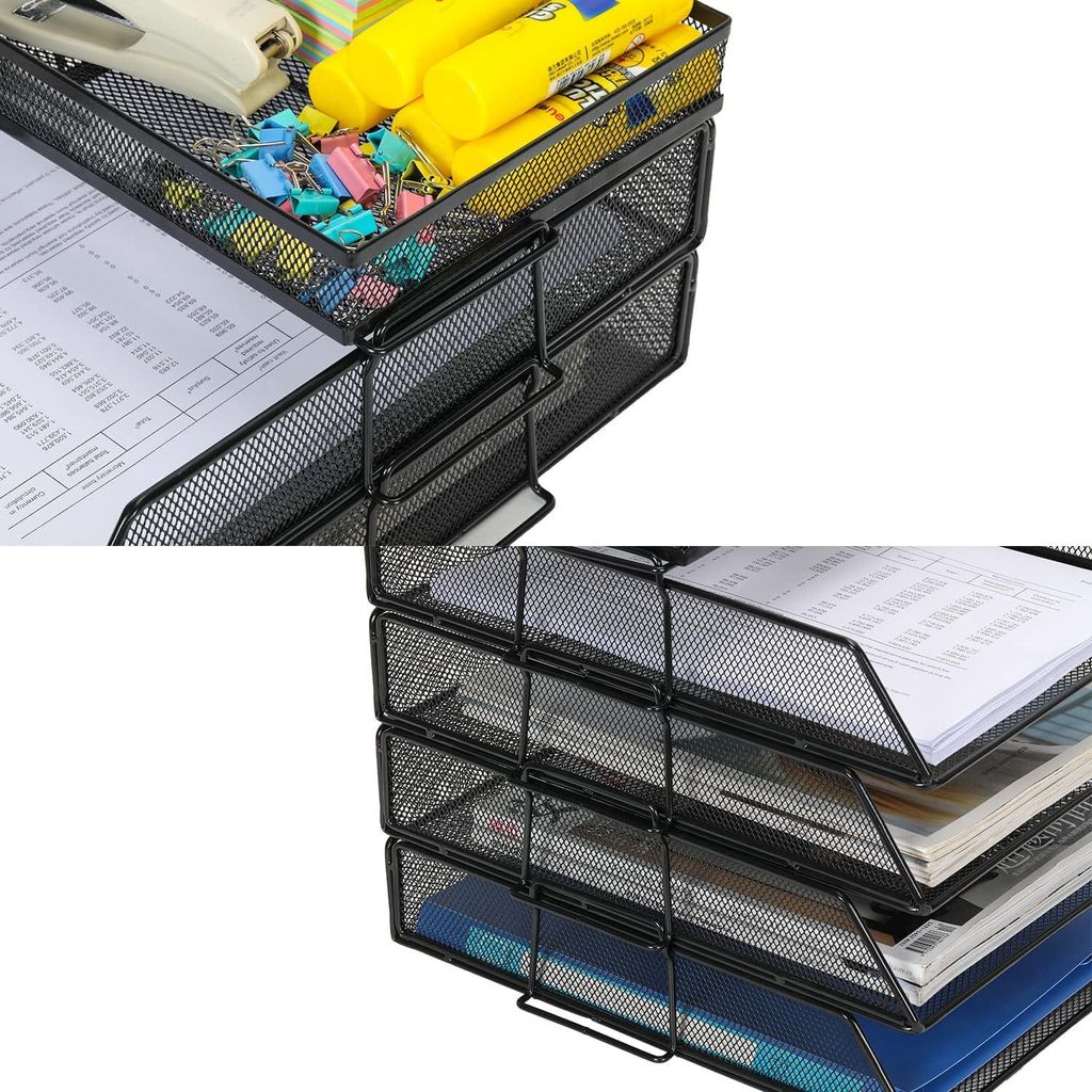 Stapelbarer Dokumentenorganizer - Büroorganisation - 1 Stück - Schwarz - Mesh
