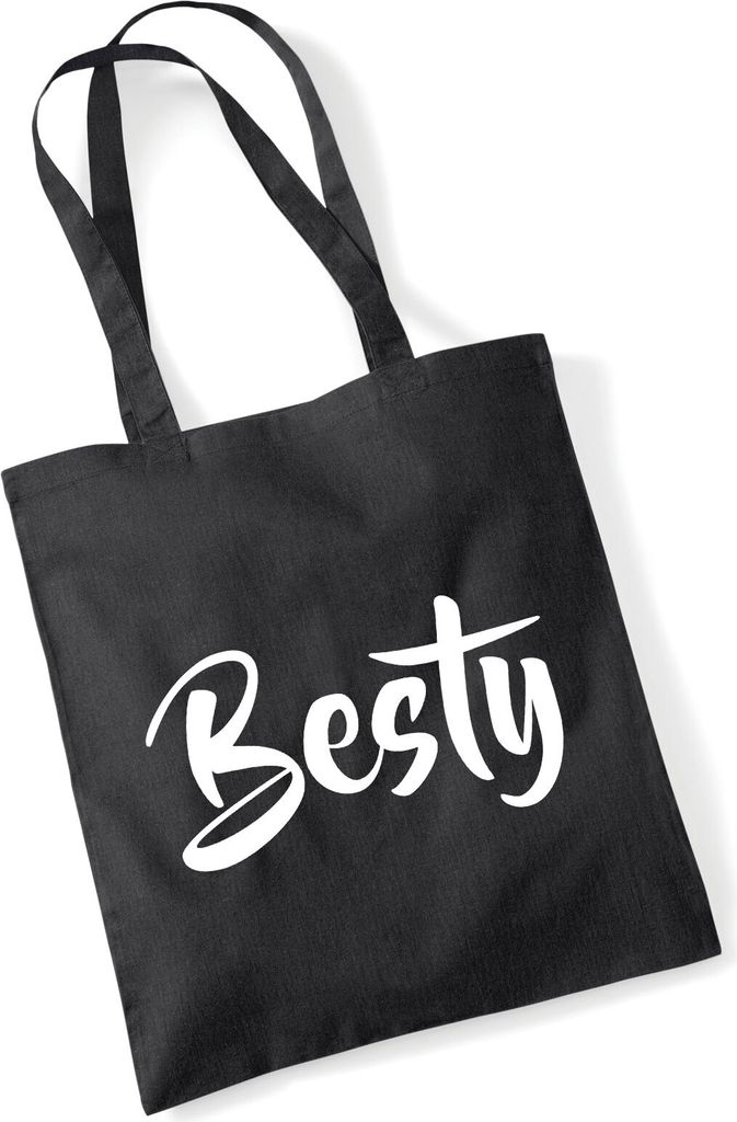 Huuraa Jutebeutel Besty Bestie 10 Liter Black Baumwolle Tasche Geschenkidee