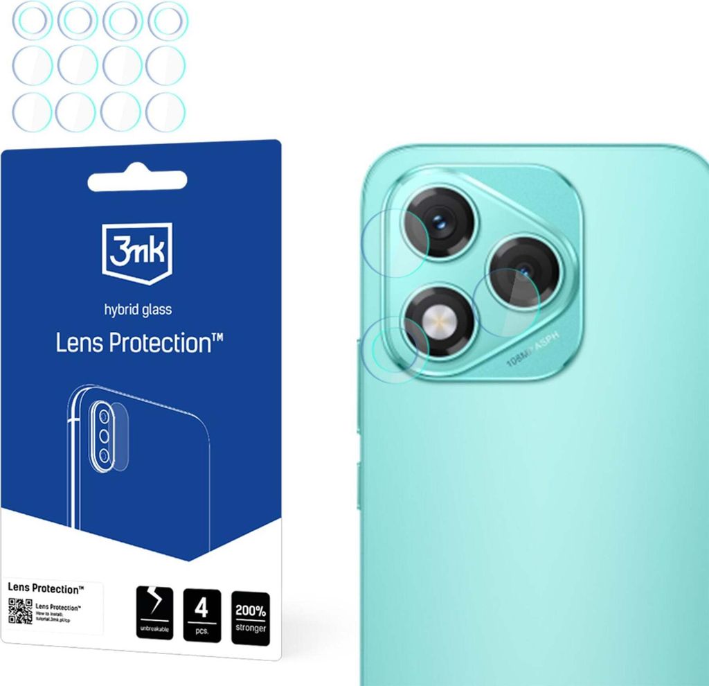 3mk Hybridglas Lens Protection für Honor 400 LiteKamera Objektiv Kameralinse 0,16mm 6H (4 Stück)