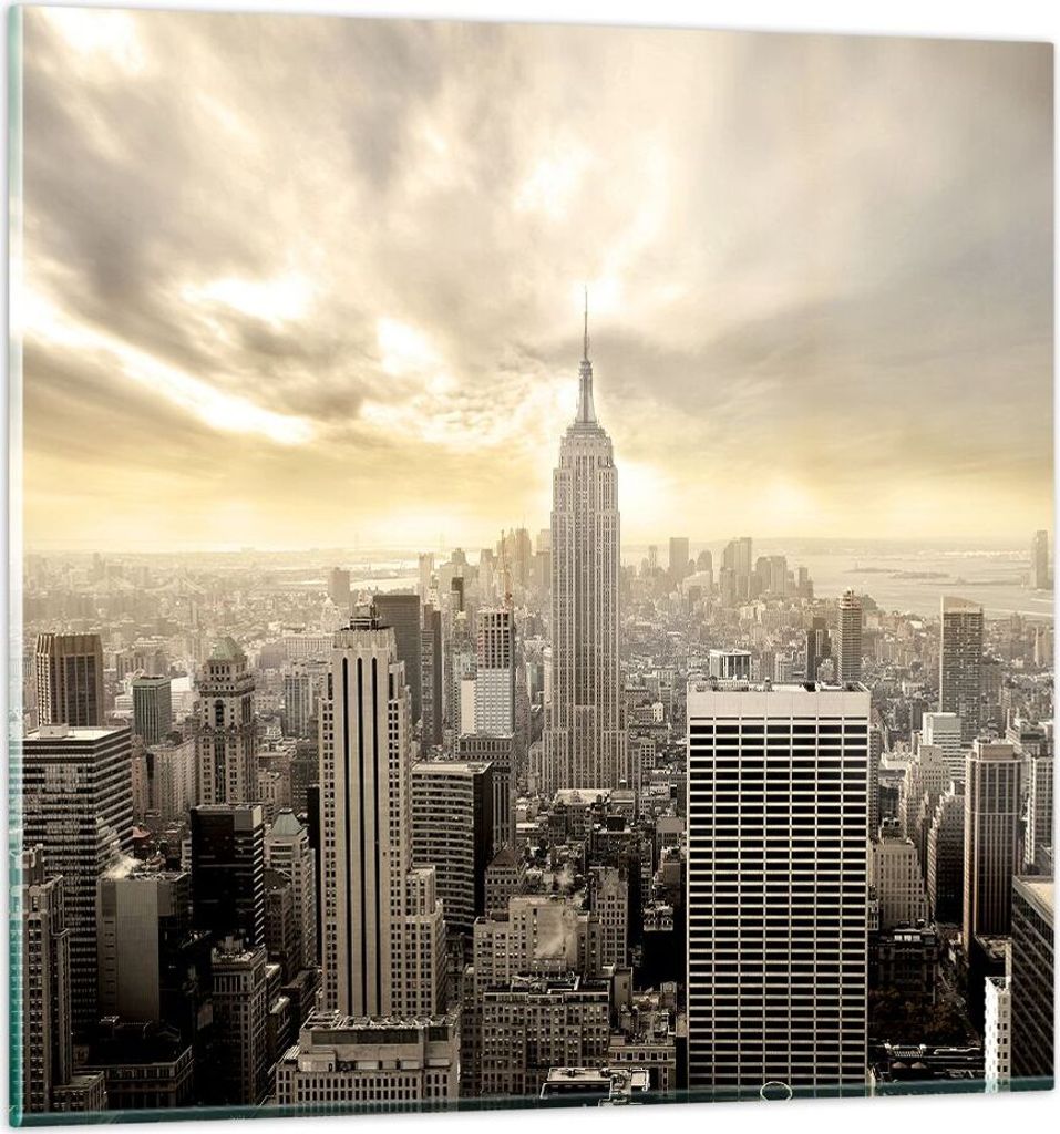Bilder auf glas - Stadt Wolkenkratzer Manhattan New York - 60x60cm - Glasbilder - Wandbilder - Kunstdruck - Wanddekoration aus Glas - Glas Bilder -...