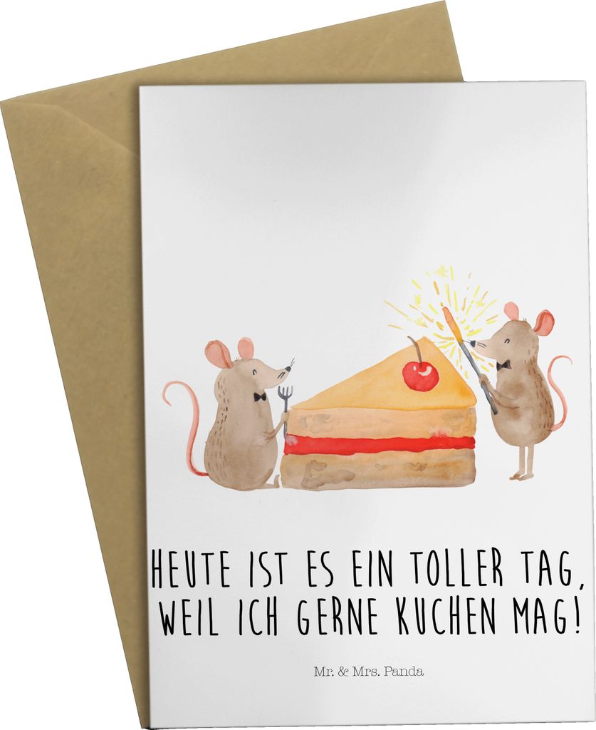 Mr. & Mrs. Panda Beileidskarte Mäuse Kuchen - Weiß - Geschenk, Grußkarte, Geburtstag, babykarte, Happy Birthday, hochzeitskarten, einladungskart...