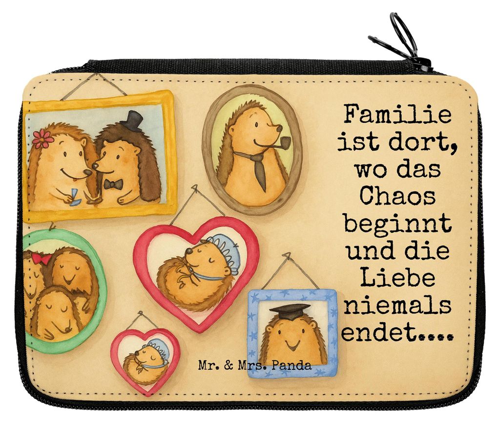 Mr. & Mrs. Panda Federmäppchen Igel Familie Design - Weiß - Geschenk, Schulmäppchen, Mäppchen, Mama, reiseetui, Liebe, Bruder, Etui, Bilder, Sc...