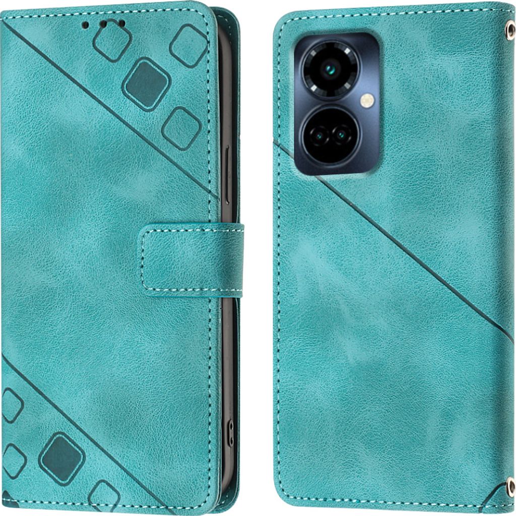 Hülle für Tecno Camon 19 Pro 5G Prägung Flip Leder Brieftasche Schutzhülle mit Ständer Grün