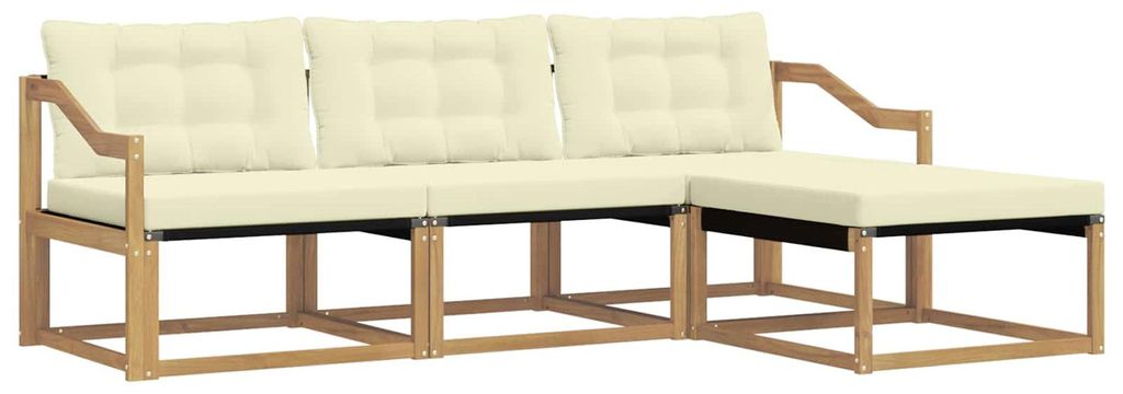 vidaXL Outdoor-Sofagarnitur mit Kissen 4 pcs Weiß und Creme