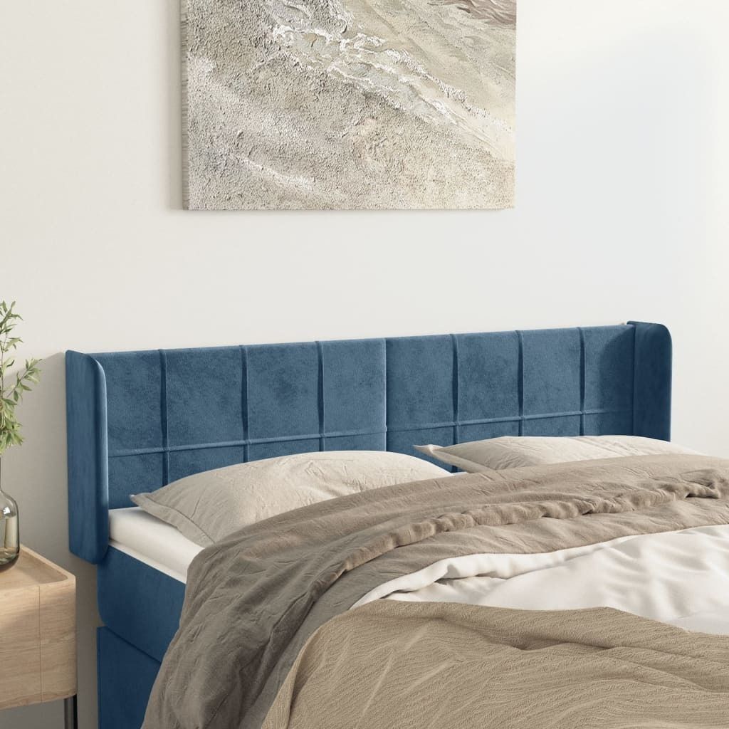 Maison Exclusive - Kopfteil mit Ohren Dunkelblau 147x16x78/88 cm Samt