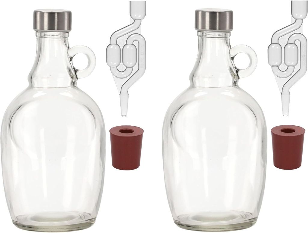 2 x 1L Gärballon mit rundem Griff Rundgriff Flasche Produktbild 