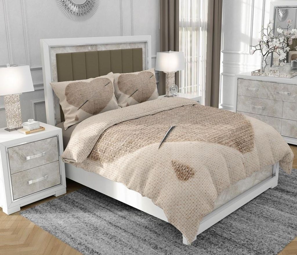 Bettwäsche 200x220 cm + 2x70x80 cm, 3-teilig, 100% Baumwolle, Satin, Reißverschluss, Bunt - SOVIO | So.0254