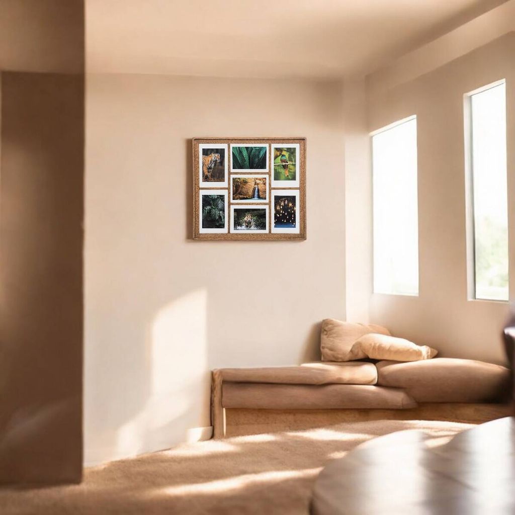 Atmosphera Fotorahmen Collage Miliea – Für 3 Fotos, Mangoholz & Glas, 40x21 Cm, Beige