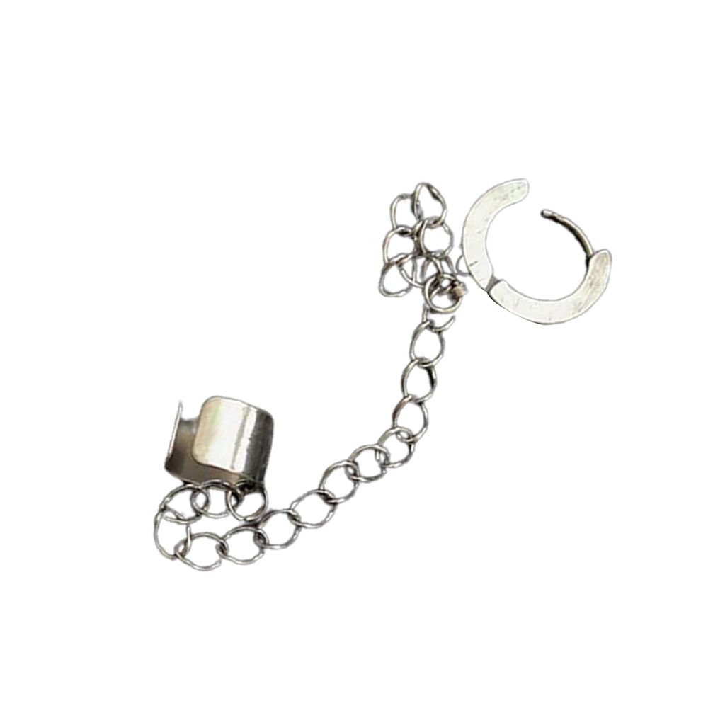 1 Stück Kreis-Ohrclip mit langer Kette, Titanstahl, nicht durchbohrt, Piercing-Clip-Ohrring für den Alltag-Ohrring