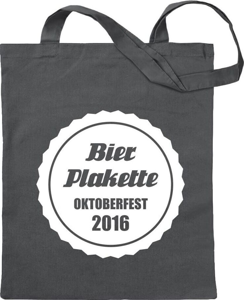 Kiwistar - Baumwolltasche - stahlgrau - Bierplakette 2013 M2 - Tragetasche Stoffbeutel Umhängetasche Langer Henkel