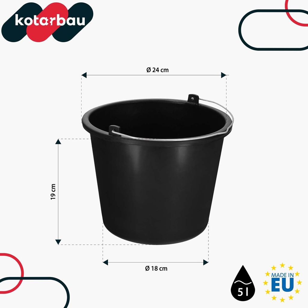 KOTARBAU Set di 20 secchi per l’edilizia, caldarella in plastica da 5
