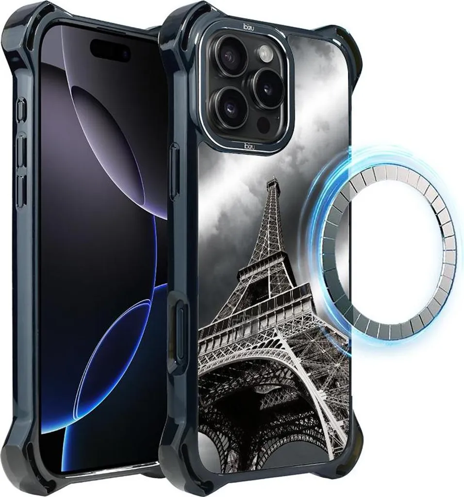 Coque iPhone 16 Pro Max IBIZU DropGuard Ultra MagSafe Noir City Eiffel