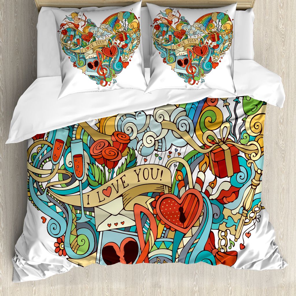 ABAKUHAUS Ich Liebe Dich Bettbezug, Eros präsentiert Ring, Milbensicher Allergiker geeignet mit Kissenbezügen, 155 cm x 220 cm - 80 x 80 cm, Mehr...