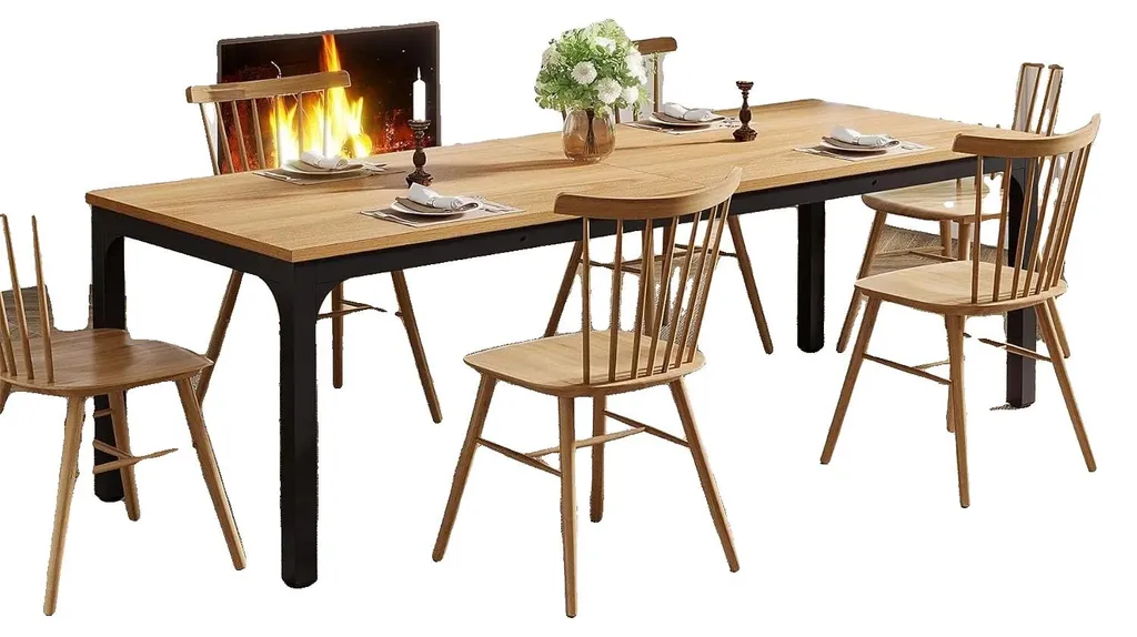 Table à manger 6-8 personnes style industriel rustique bois naturel
