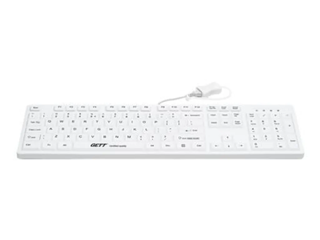 Clavier silicone IP68 blanc Gett TKG-105 résistant aux désinfectants USB