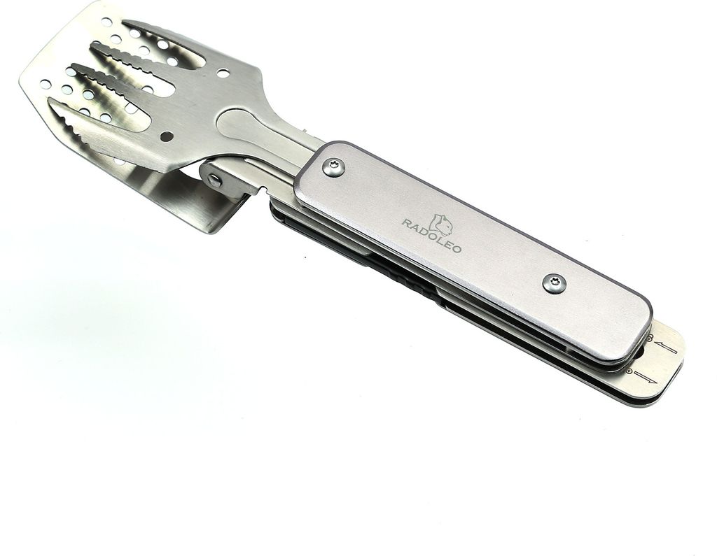 RADOLEO Grill-Multi-Tool GENIUS POCKET Grillbesteck - Zange/Wender/Gabel/Flaschenöffner - 4in1
