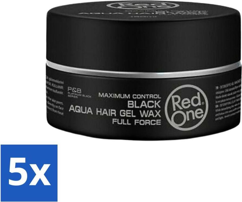 Red One - Haarwachs - Schwarz - Aqua Hair Gel Wax - Für kraftvolle Fixierung & Glanz - 150 ml - Vorteilspack - 5 Stücke