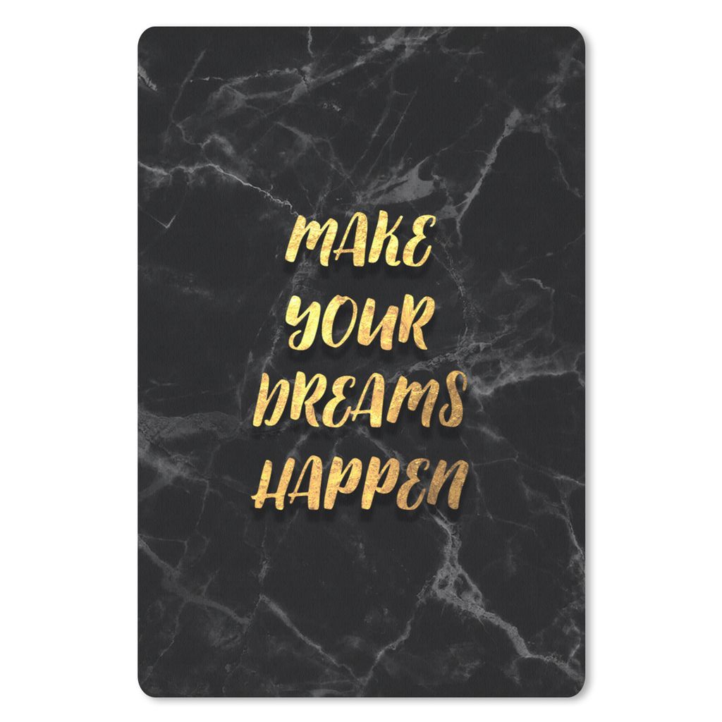 MuchoWow Mauspad Mousepad Zitat - Traum - Schwarz - Gold 40x60 cm - Mousepads - Maus Mat - Pad - Mausunterlage - Schreibtisch Accesoire