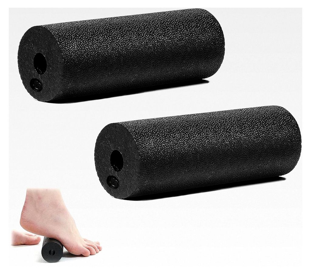 Faszienrolle Klein, 2 Stück, 15 cm, Schwarz, Selbstmassage Rolle für Fitness und Yoga
