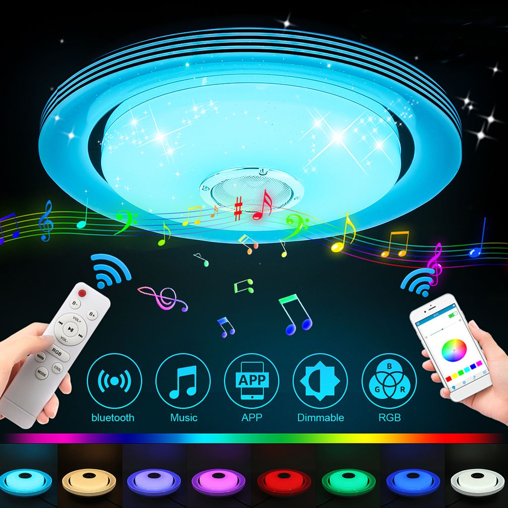 Bluetooth App Lautsprecher Fernbedienung Dimmbar LED RGB Musik Deckenleuchte 
