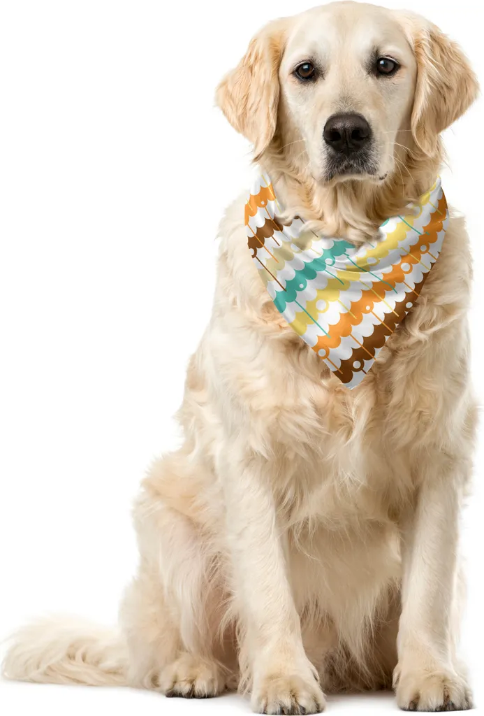 ABAKUHAUS Bandana astratta per animali domestici, decorata con motivi geometrici arrotondati, 55x55 cm, multicolore