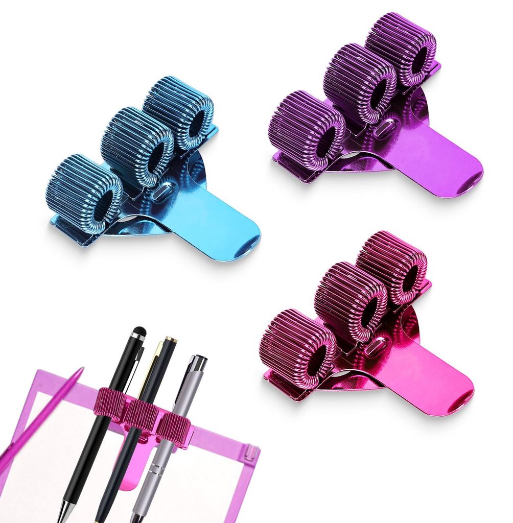 Stifthalter aus Edelstahl, Clip für OP-Kleidung, Accessoire für Arzt- und Krankenschwesteruniformen, Notizbuchhalter (rosa-rot)
