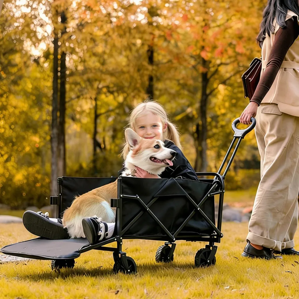 Chariot pliable 150L compact - Structure renforcée 75kg - Noir mat