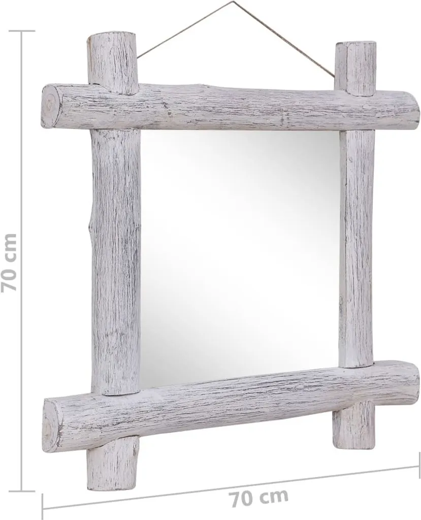 Miroir de salon 70x70 cm blanc en bois massif pour agrandir l'espace