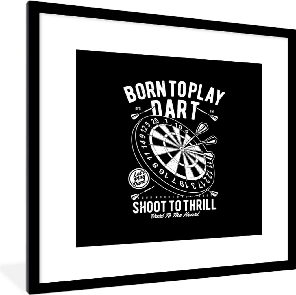 MuchoWow MuchoWow Gerahmtes Poster Mancave - Dartscheibe - Darts - Retro 40x40 cm - Poster mit zchwarzem Bilderrahmen - Poster - Plakat im Rahmen