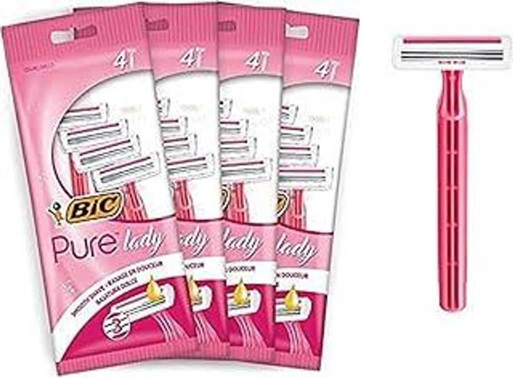 BIC Pure Lady Rasierer Damen, 16 Einwegrasierer mit je 3 Klingen, mit Vitamin E & Shea Butter für eine sanfte Rasur