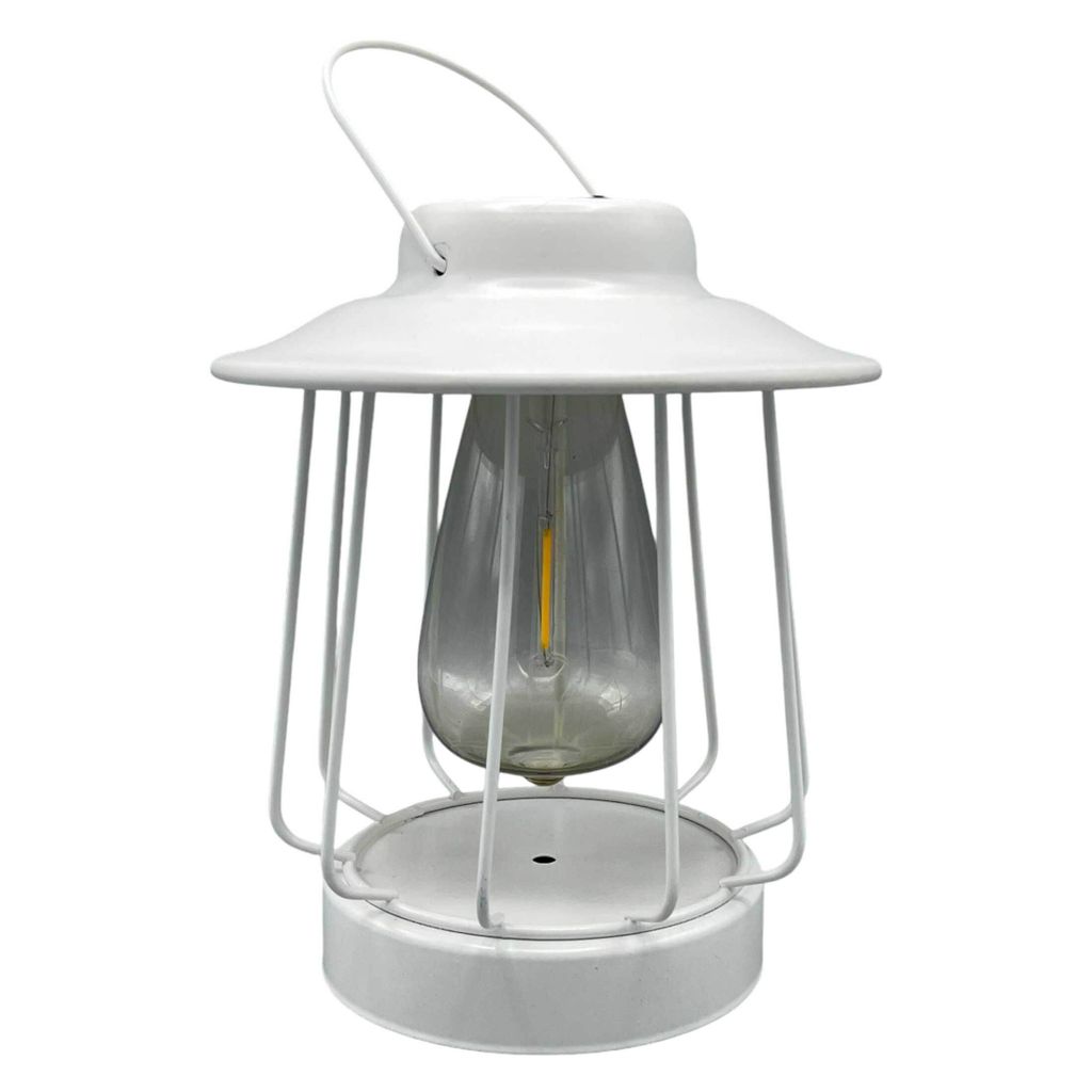 Coen Bakker Solar Tischleuchte Laterne weiß 16x18cm Retro-Optik Filament LED