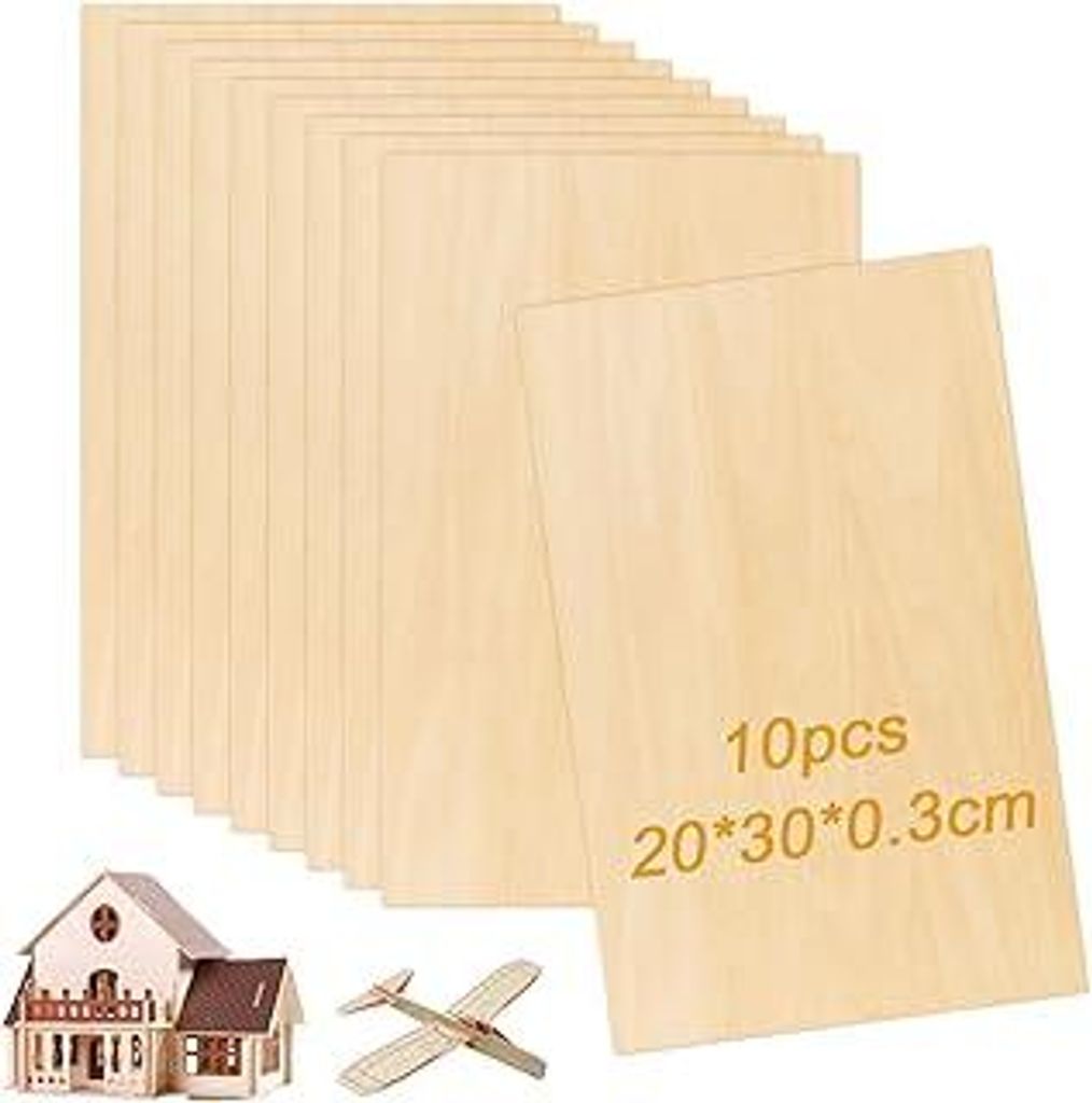Sporgo 10 Stück Sperrholzplatte: 30 X 20 CM Sperrholzplatte, 3mm Dicke Sperrholz, Holzplatt für DIY Holzarbeiten, Laserbearbeitung, Brandmalerei ...