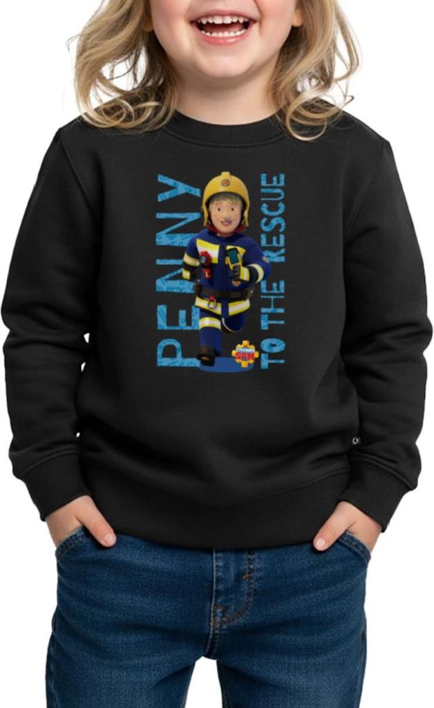 Spreadshirt Feuerwehrmann Sam Penny To The Rescue Kinder/Teenager Premium Pullover, 110/116 (4 Jahre), Schwarz