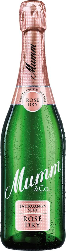 A bottle of Mumm & Co. Jahrgangssekt Rosé Dry.