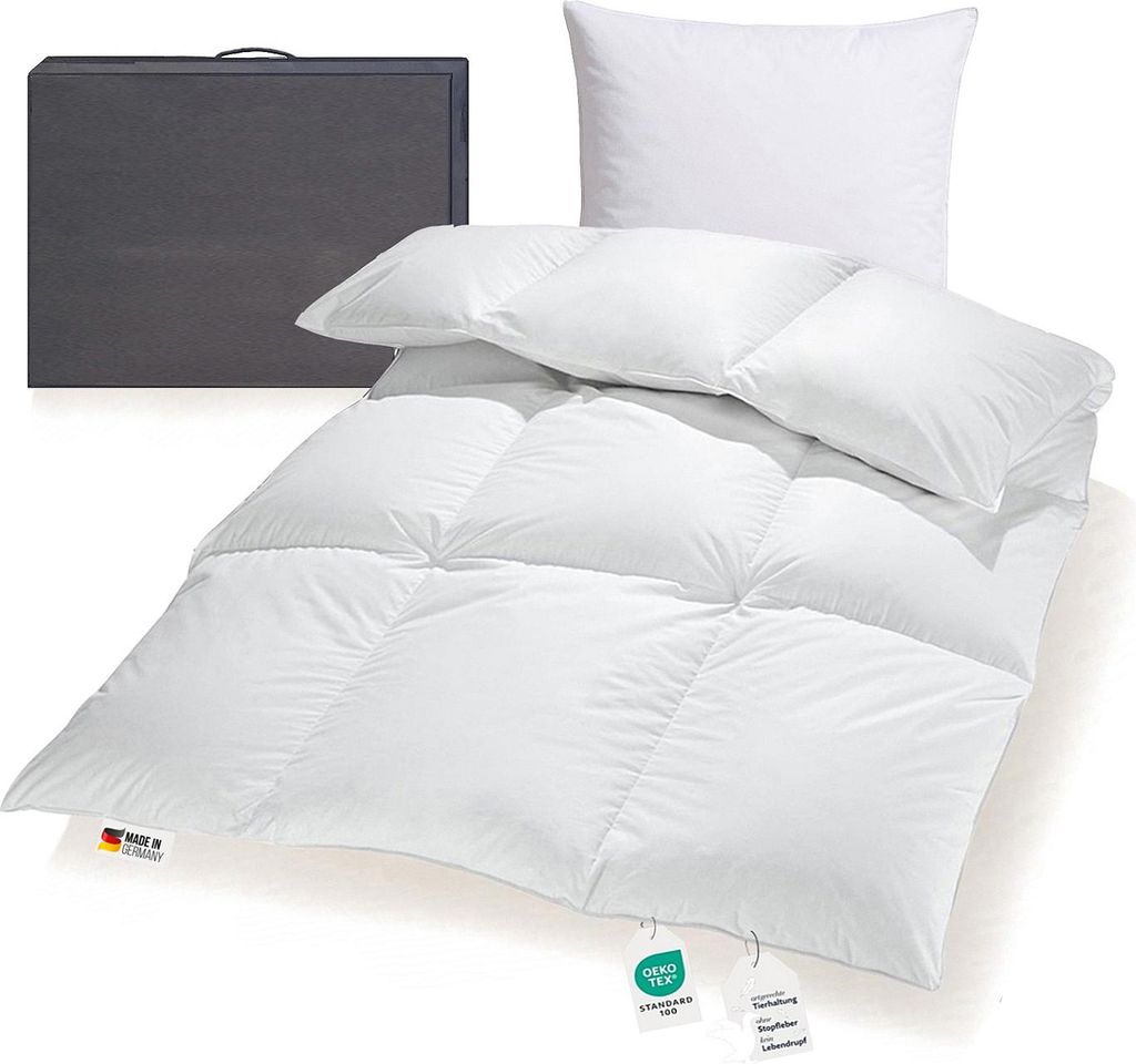 Bettenset extra warme 1200g sibirische Daunendecke + Kissen 135x200