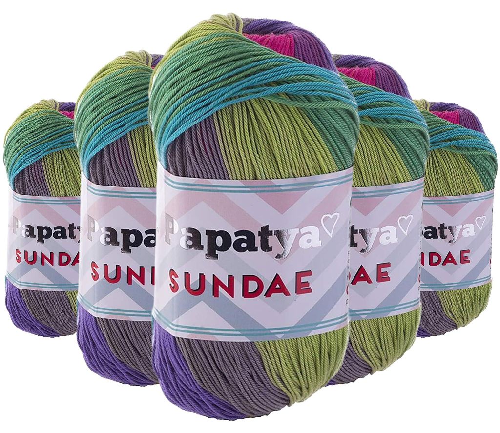 Papatya Sundae Farbverlaufsgarn 5x100g Strickgarn Häkelgarn Sommerwolle