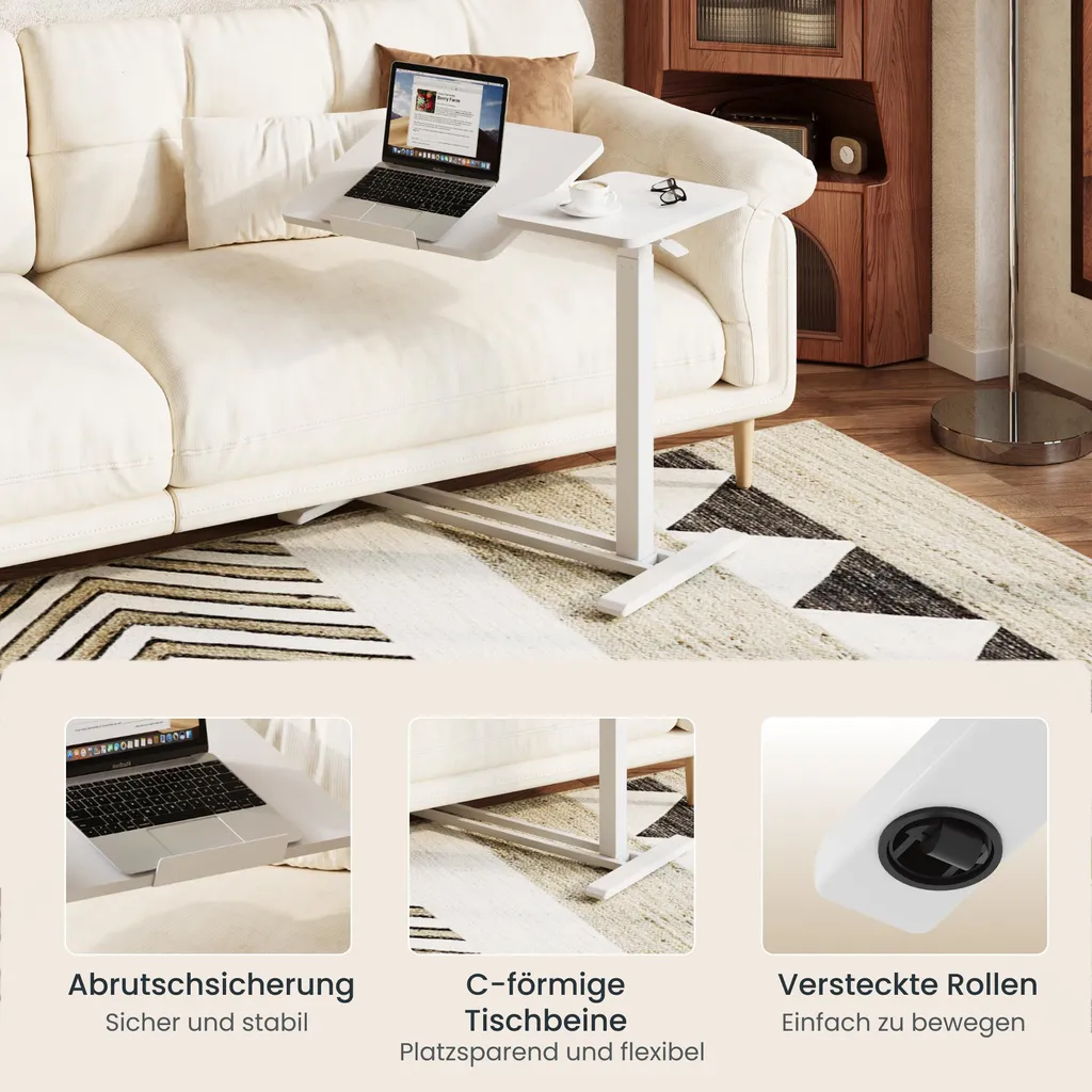 Table Ordinateur Portable avec Plateau Inclinable et Hauteur Ajustable