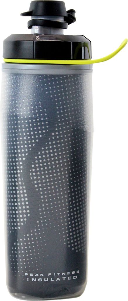 Camelbak Trinkflasche 2021 Peak Fitness Chill 500ml in Schwarz / Silber, ergonomisch geformt, Lock-Out Funktion mit Isolierung