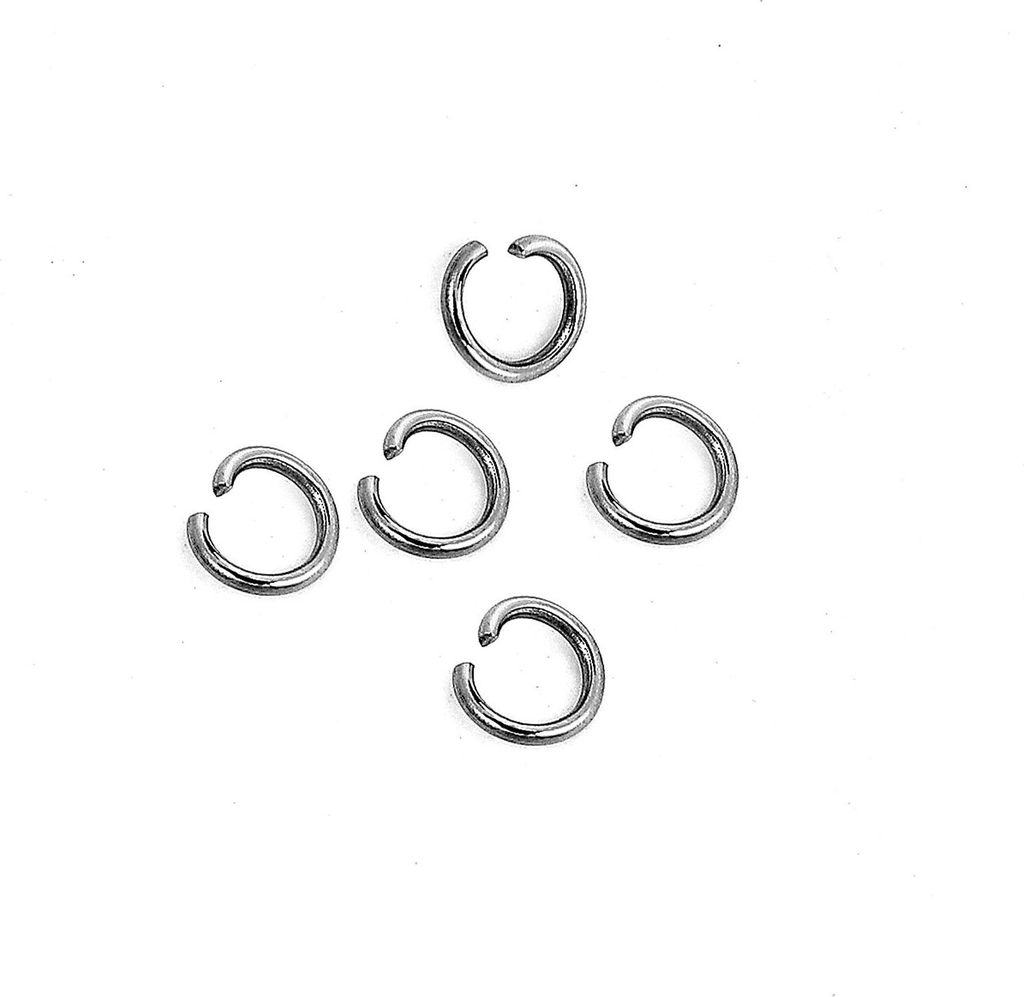 50 Stück Edelstahl 5mm Offen Binderinge Rund Silberfarbe Produktbild 
