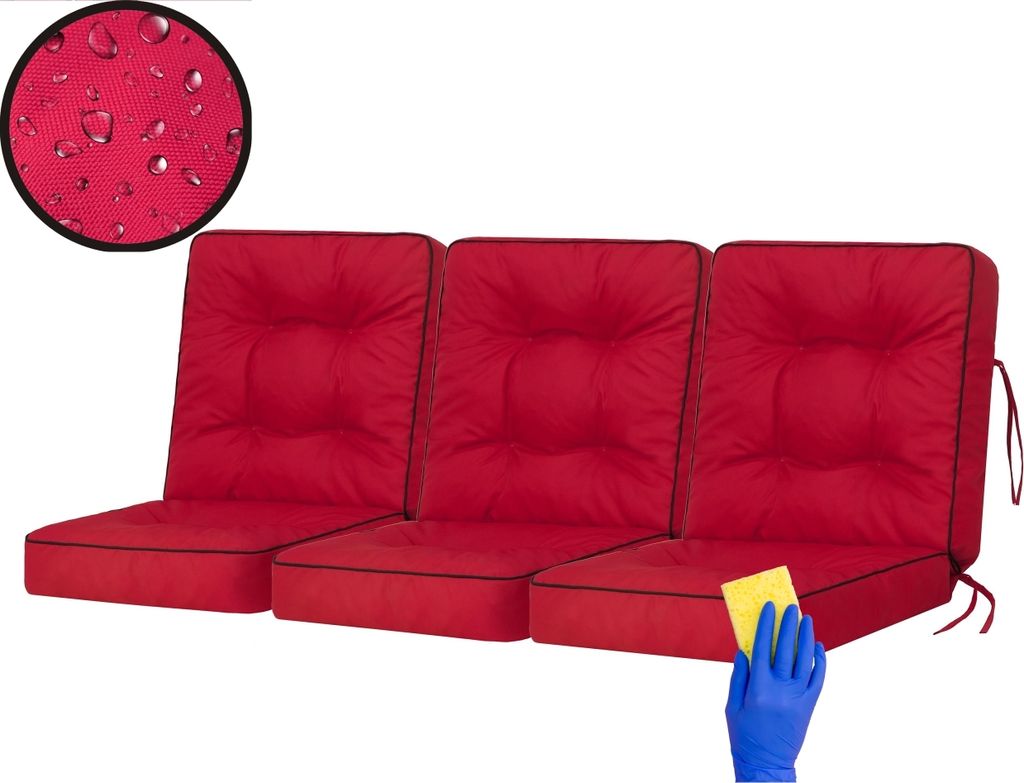 Schaukelkissen-Set "VENUS" – 3 Stück 50×110 cm | Bankkissen Garden Kissen Schaukelauflagen Bankauflagen Auflagen Kissen | HobbyGarden