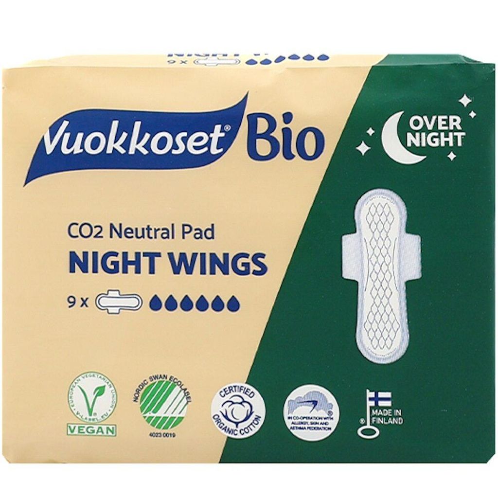 VUOKKOSET BIO Noční vložky s křidélky Night Wings (9 ks) Obrázek produktu 